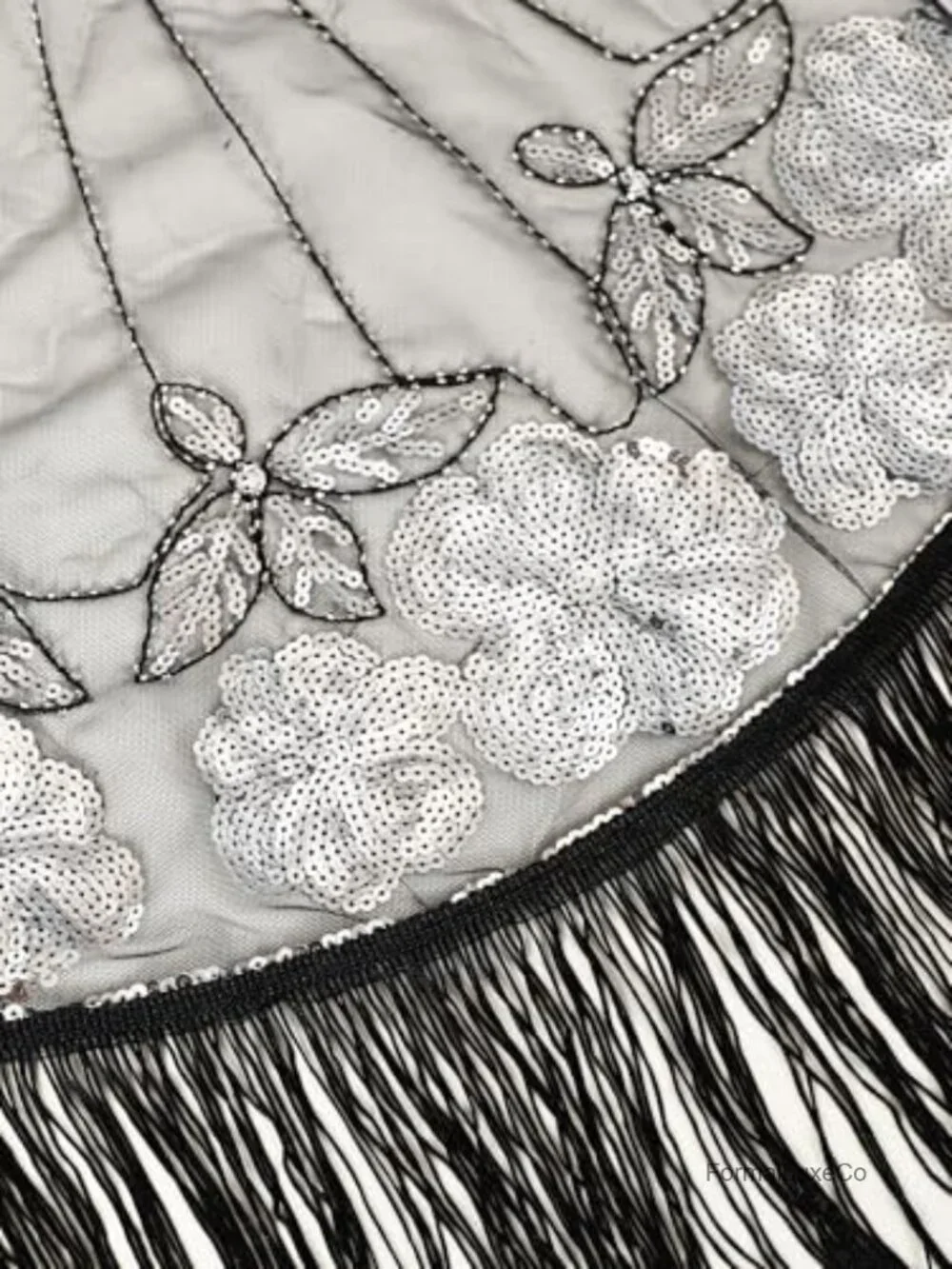 1920s Sequin Beaded Flapper Shawl Evening Wrap Party